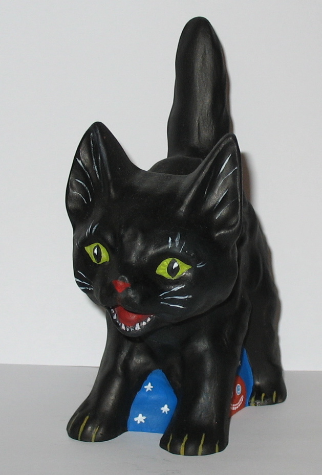 Halloween Chalkware Cat handcrafted from an antique chocolate mold
