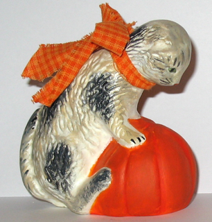 Halloween Chalkware Cat handcrafted from an antique chocolate mold