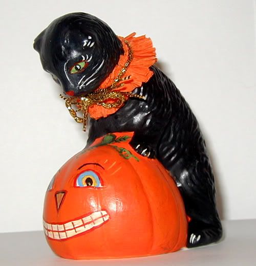 Halloween Chalkware Cat handcrafted from an antique chocolate mold