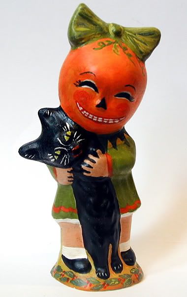 Halloween Chalkware Cat handcrafted from an antique chocolate mold