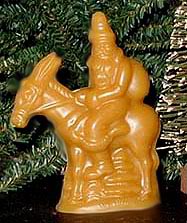 Bittersweet House (B20) Beeswax Santa on Donkey in the Pines,  4 3/4