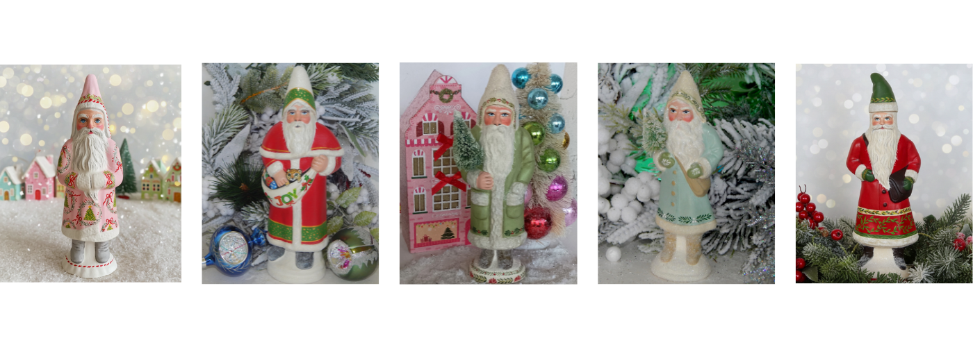 New hand-painted chalkware Santa designs